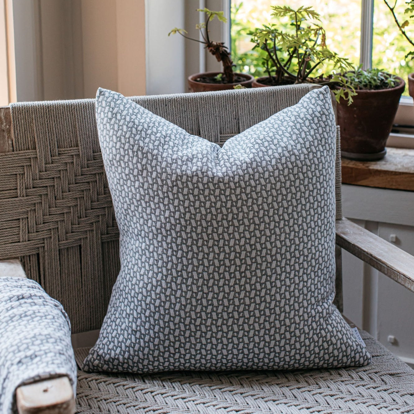 Grey hot sale geometric pillow