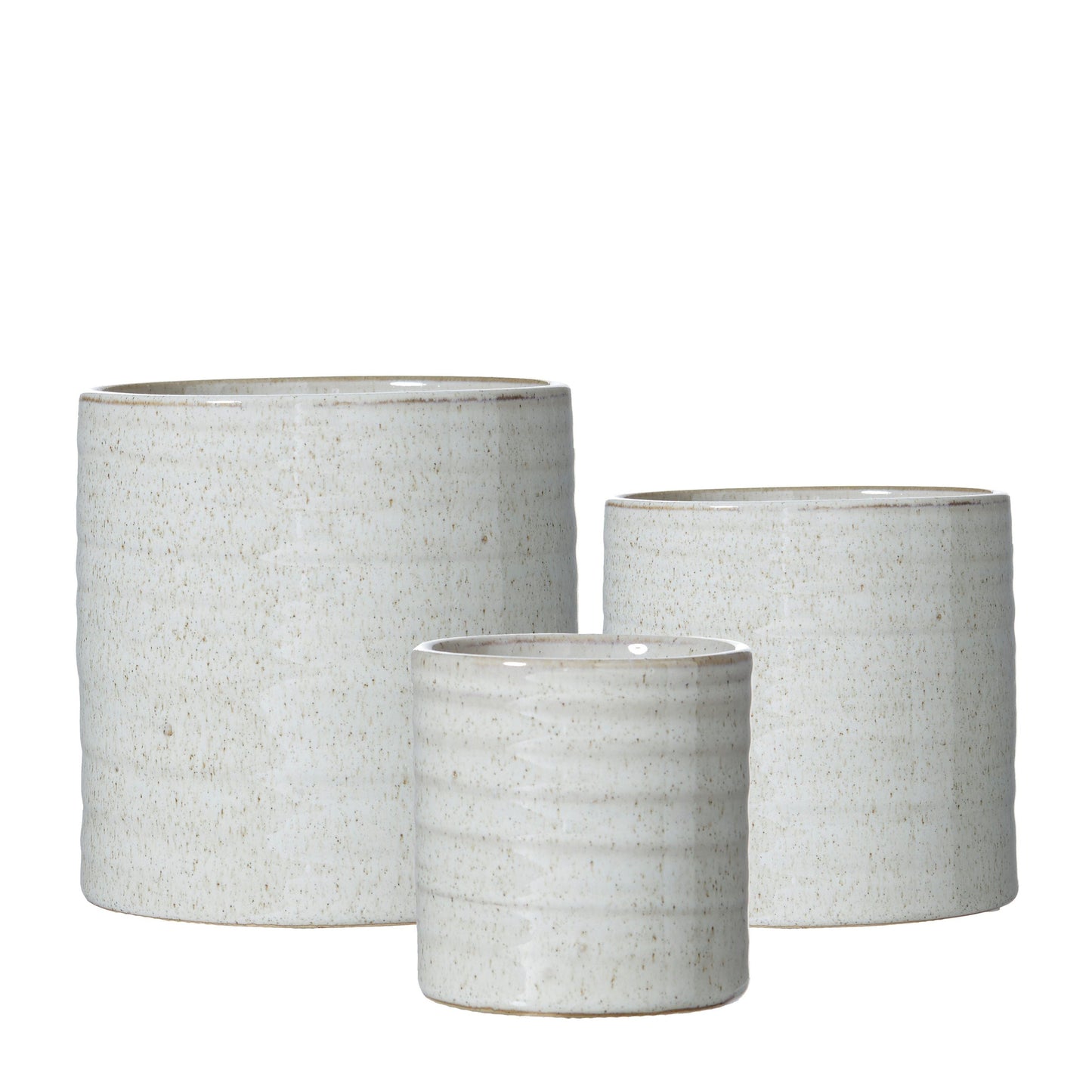 Stoneware Pots, Set of 3, Off White