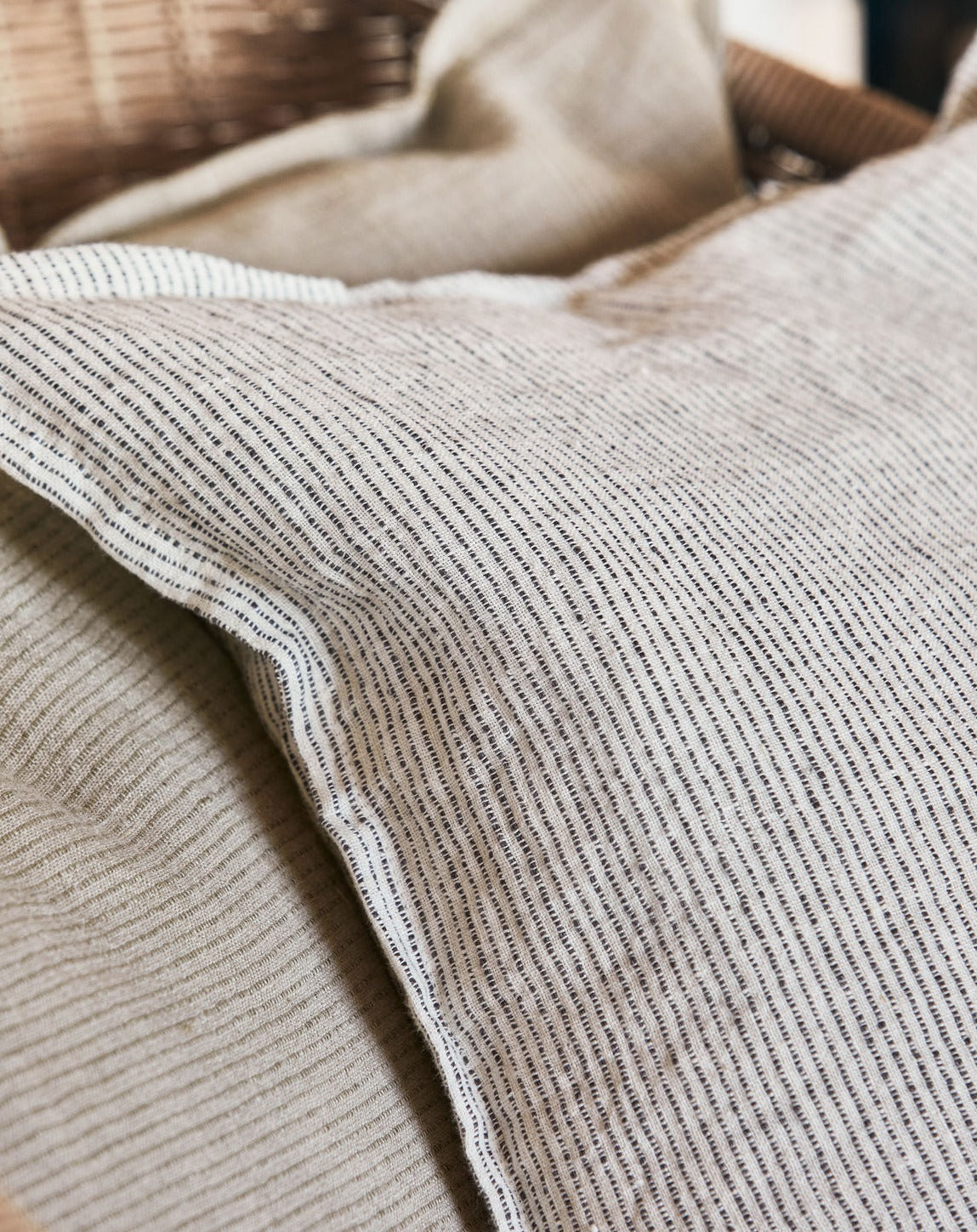 Stripe Linen Cushion, Dark Grey