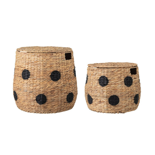 Spot Basket, Water Hyacinth, Set of 2