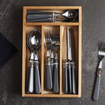 Grey Handle Royal Clasp 24 Piece Cutlery Set