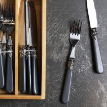 Grey Handle Royal Clasp 24 Piece Cutlery Set