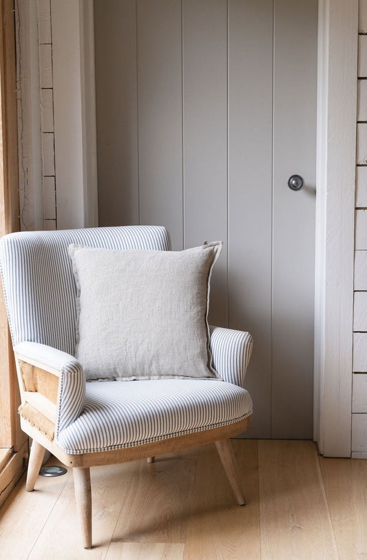 Stripe Linen Cushion, Dark Grey