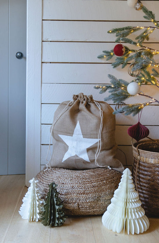 Christmas Sack with Star, Jute