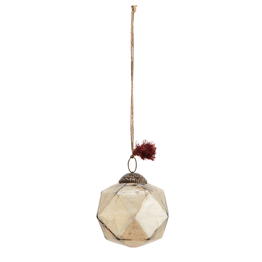 Hexagon Glass Ornament, Brown