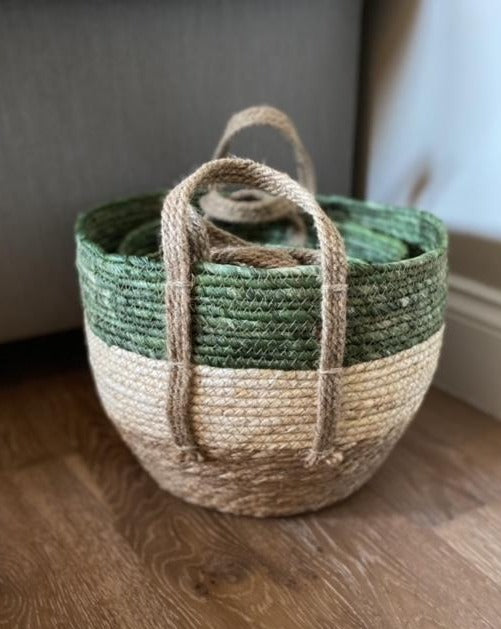 Green Woven Baskets Set of 3