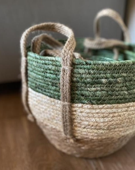 Green Woven Baskets Set of 3