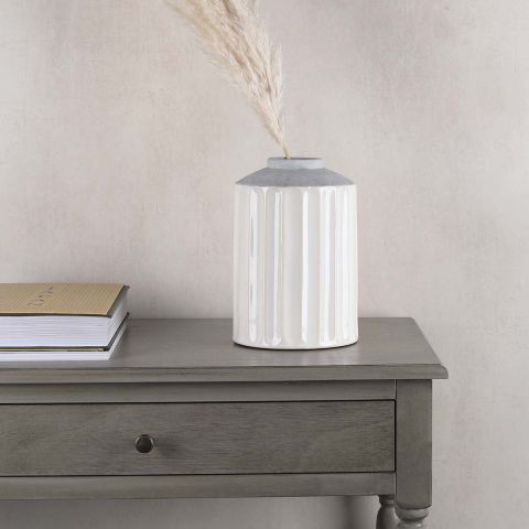 Large White Cement Vase