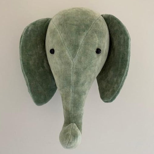 Velvet Elephant Head Mint Grey Mini