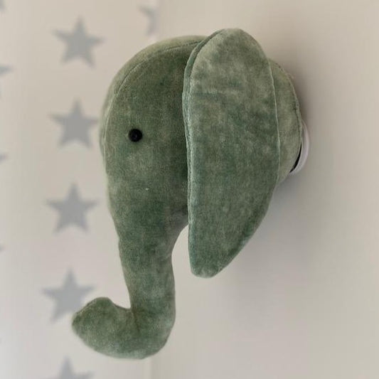 Velvet Elephant Head Mint Grey Mini