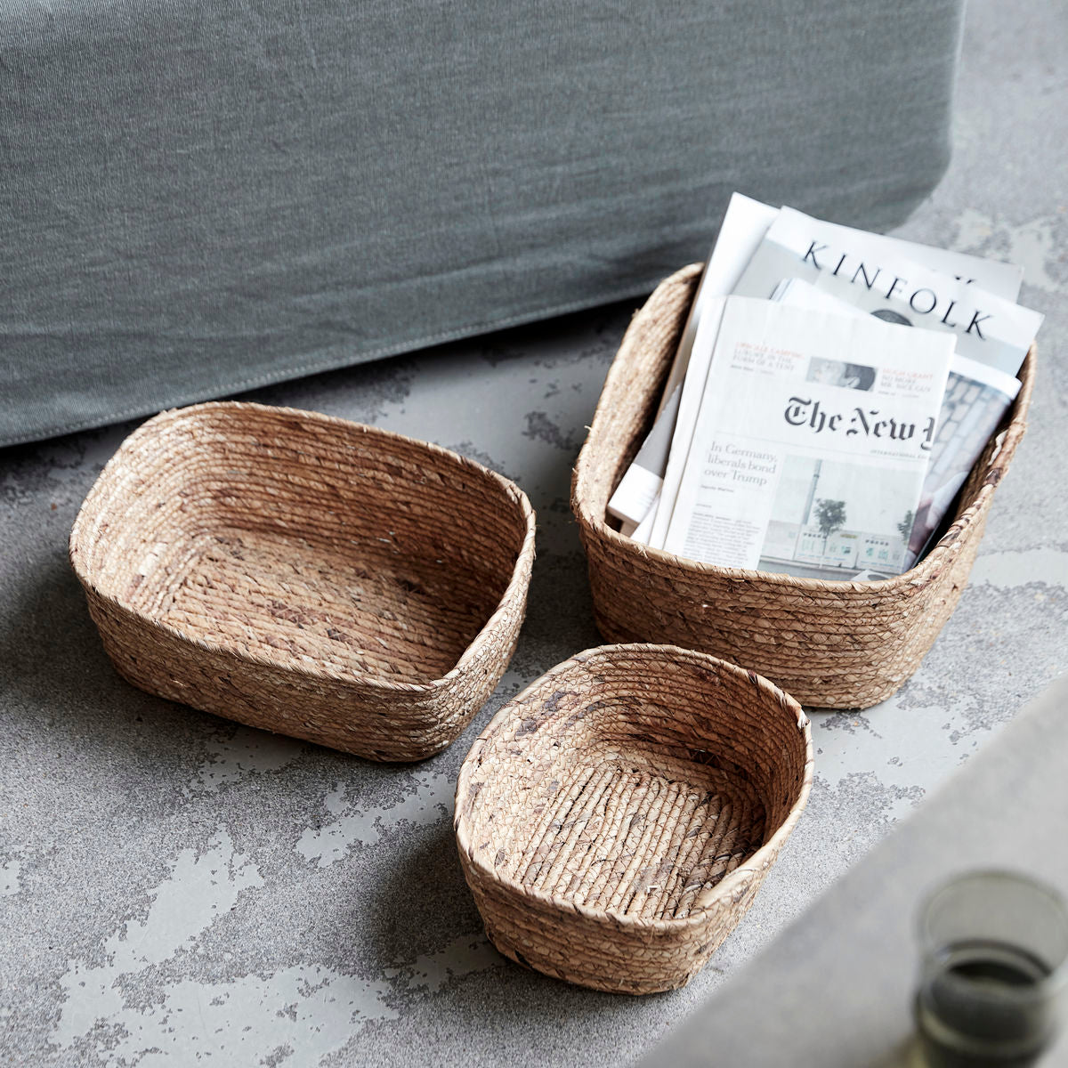 Natural Square Baskets Set of 3