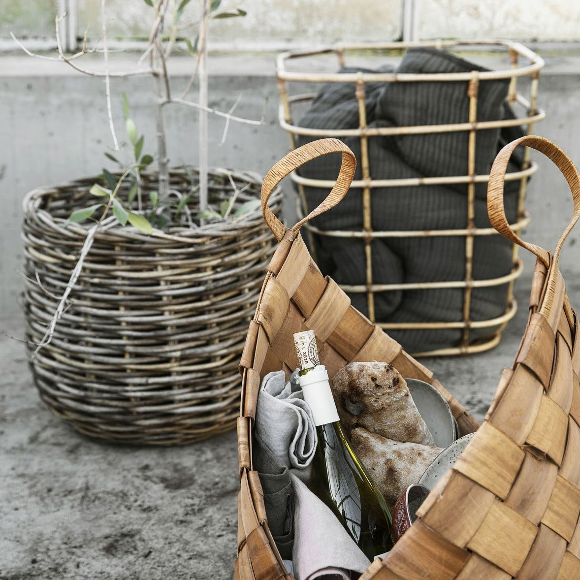 Pine wood Baskets Set of 3