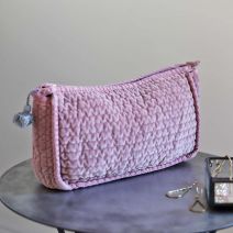 Rose Pink Quilted Velvet Bag