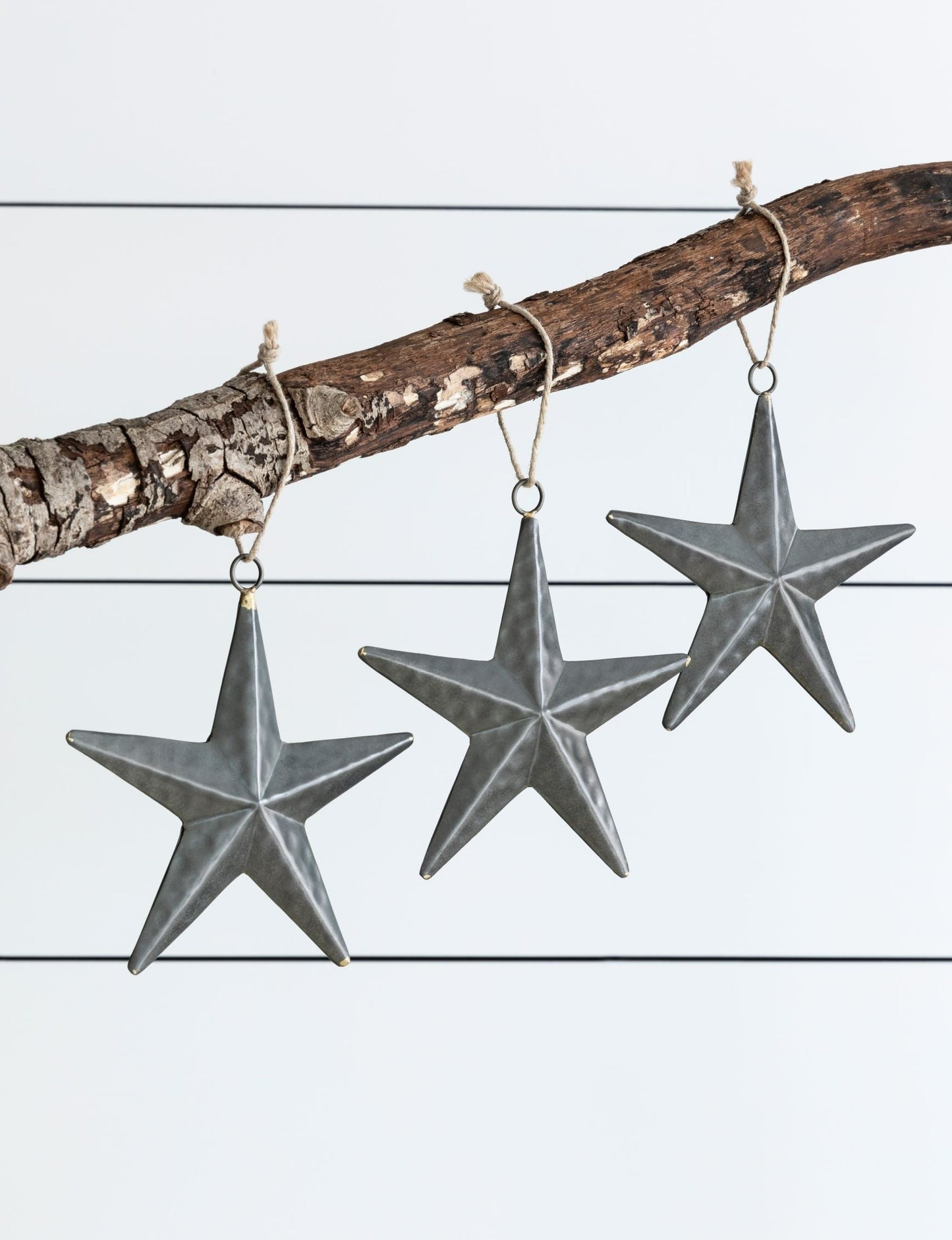 Iron Star Ornament, Grey, Set of 3