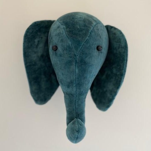 Velvet Elephant Head Teal Mini