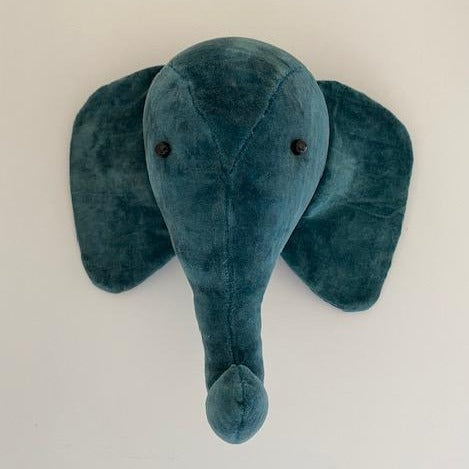 Velvet Elephant Head Teal Mini