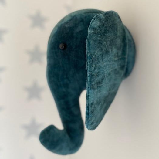 Velvet Elephant Head Teal Mini