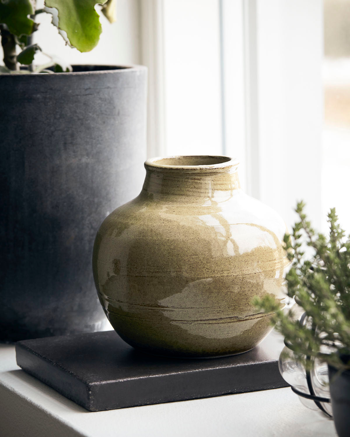 Green Stoneware Vase